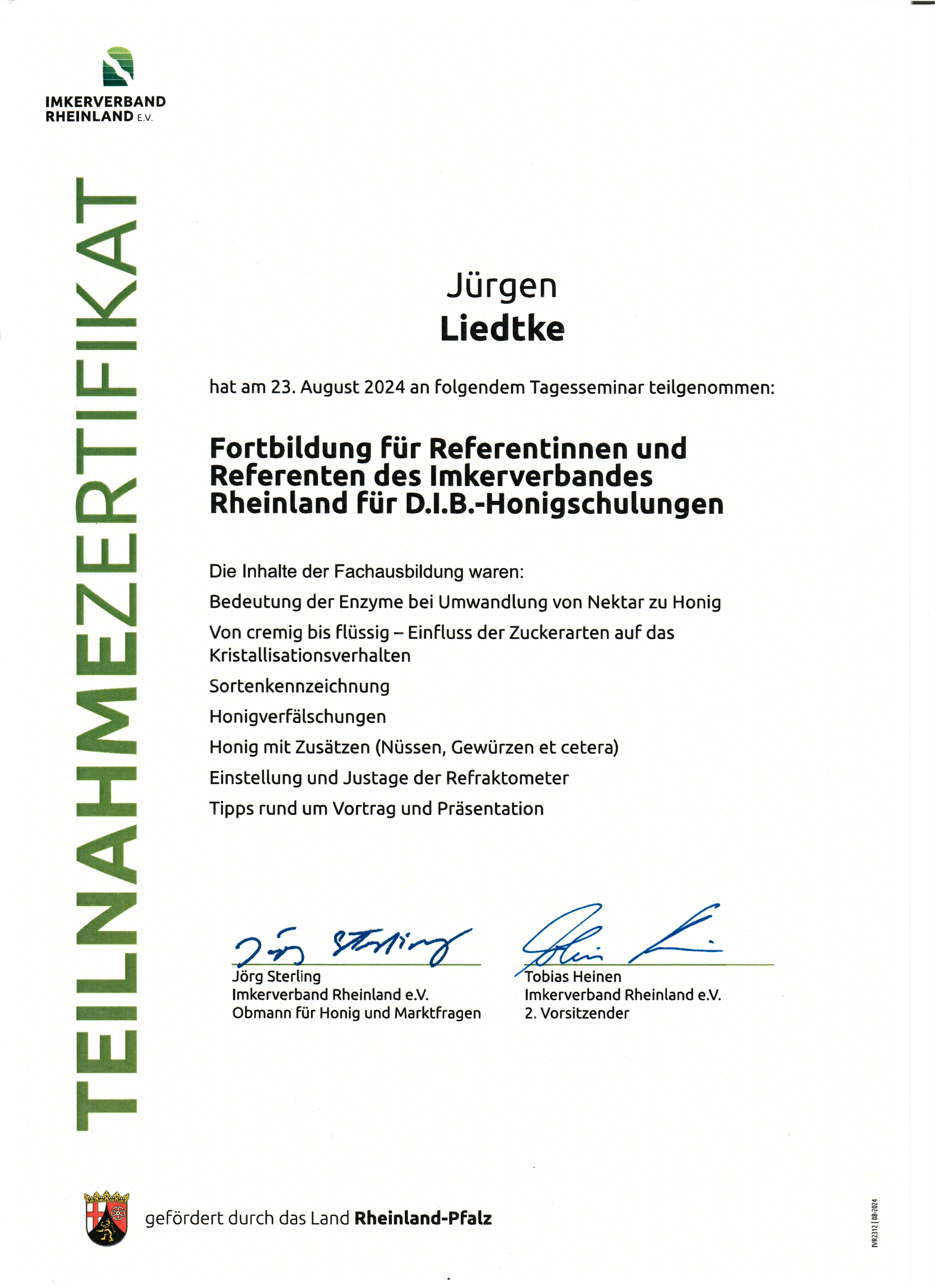 Zertifikat Referent Jürgen